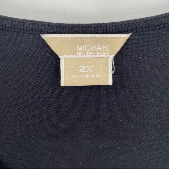 Michael Kors Black Long Sleeve Drape Front Blouse size 2X - Picture 2 of 4